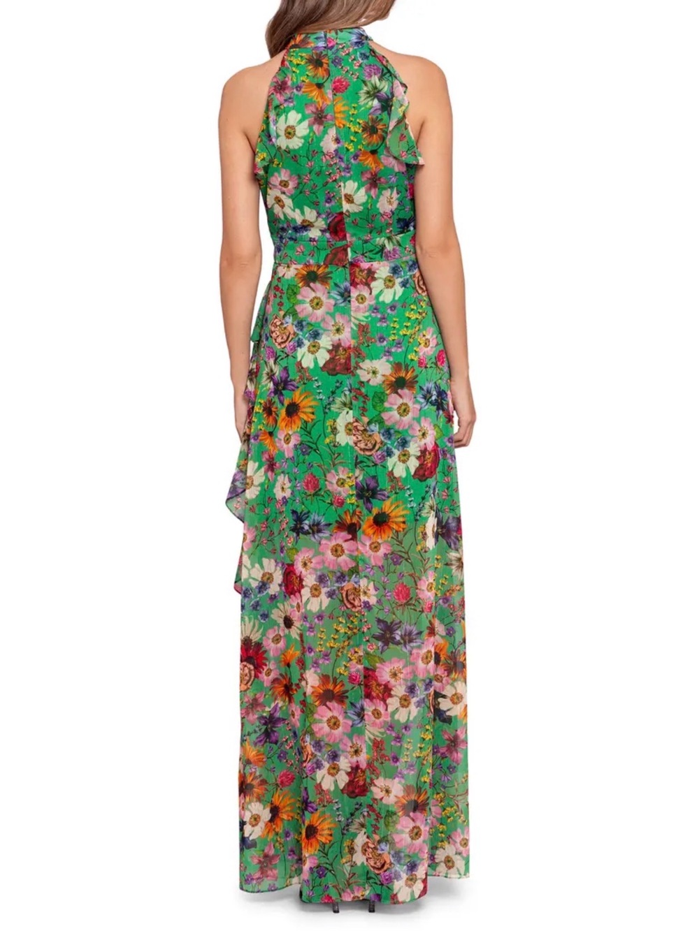 Betsy & Adam Floral Print Ruffled Halter Go Green - Picture 2 of 3